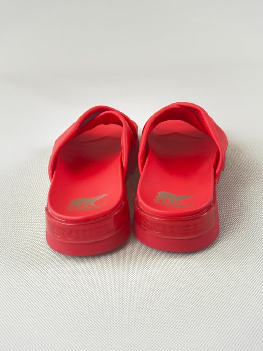 SOREL Viibe Crisscross Slide Sandals Size 10 Women Red Leather Strap NWOT - Picture 6 of 16